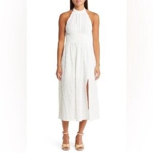 Floret Studios Elegant White Halter Maxi Dress Siz. Med. NWT